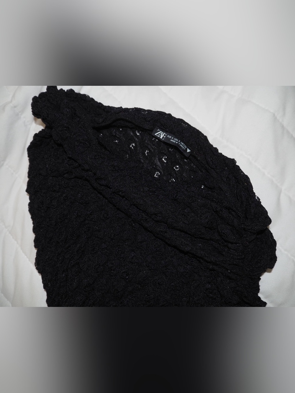 ZARA Black 3D Textured Popcorn Bubble Stretch Knit one shoulder Top - Size S